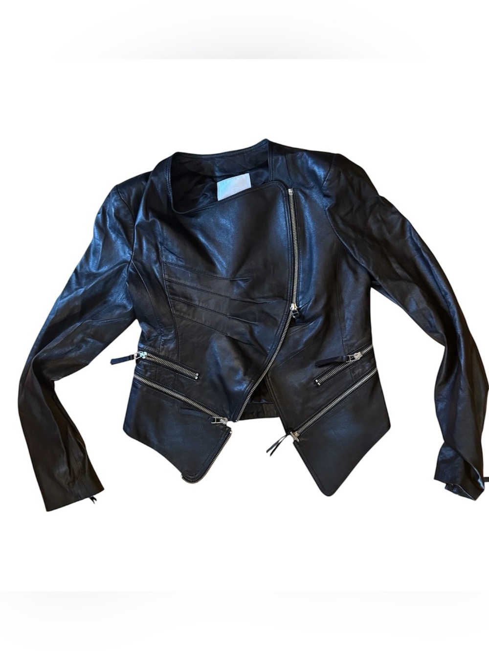 Black Fairwhale Moto Leather Jacket - Women size XS in like new condition